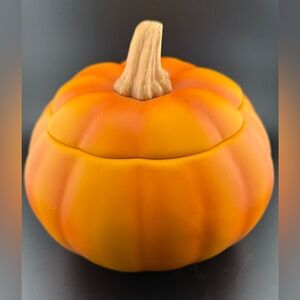Teleflora Pumpkin jar. 5” opening 6” across and 7” H